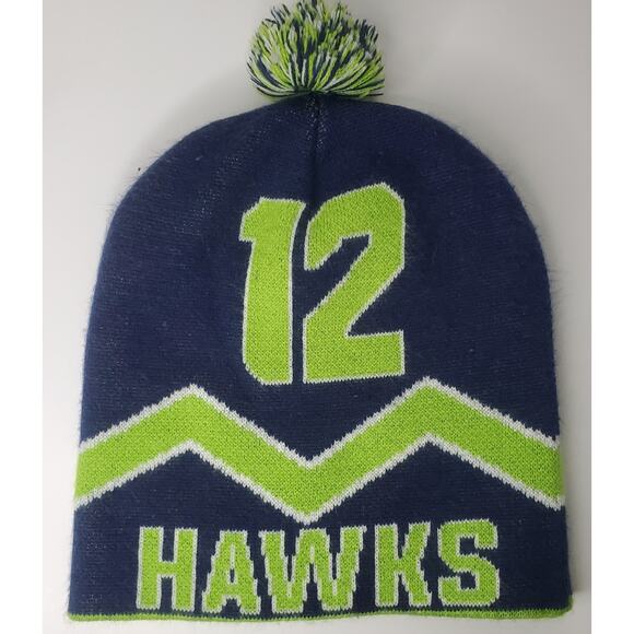 Unbranded Seattle Seahawks Hawks 12 Football Beanie Hat Stocking Cap - Picture 3 of 4